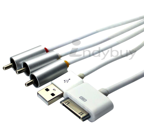 Composite Video to TV RCA AV Cable USB Charger For iPhone 4S 4 iPad 3 2 Touch